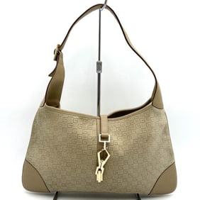 GUCCI 001 4057 Shoulder Bag GG Suede Beige for Men and Women
