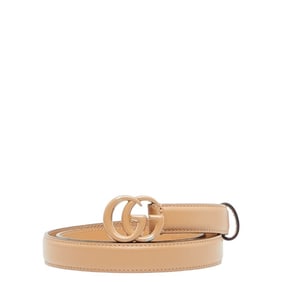 Gucci GG Marmont Belt, Size 70/28, Beige Leather, Women's, 409417