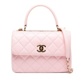 CHANEL Matelasse Coco Mark Handbag Chain Shoulder Bag Pink Lambskin Women's