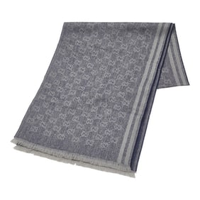 Gucci GG Wool Scarf, Beige and Navy, Women's, GUCCI
