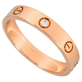 Cartier Mini Love Ring Diamond #61 18KPG 5.3g 1P Pink Gold