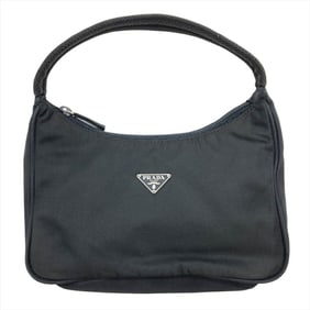 PRADA One-Handle Handbag Nylon MV519 Black Hardware