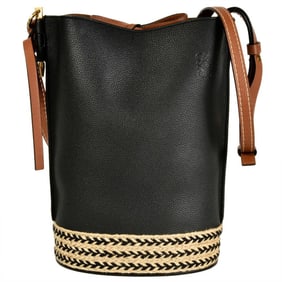 LOEWE Gate Bucket Shoulder Bag Leather Black
