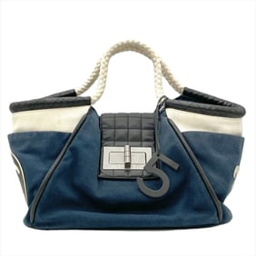Chanel CHANEL NO.5 Coco Mark Chocolate Bar Handbag Canvas A28010 Navy Rope Handle Women's