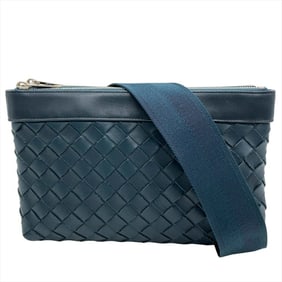 BOTTEGA VENETA Intrecciato Duo Shoulder Bag Calfskin Green Unisex