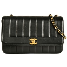 CHANEL Mademoiselle Chain Shoulder Bag Lambskin Black 7 Digits