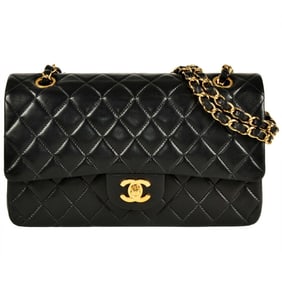 CHANEL Matelasse W-Flap Chain Shoulder Bag Lambskin Black 6-digit No. 6 Coco Mark