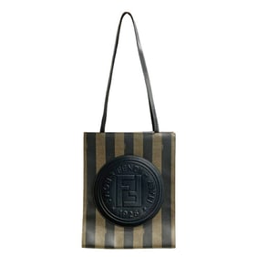 FENDI Pecan Tote Bag Leather PVC Black Khaki Unisex