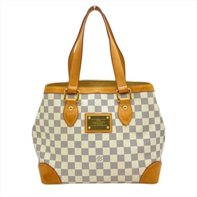 Louis Vuitton Hampstead PM Handbag Damier Azur N51207 White CA2088 Women's