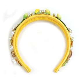 Bijoux Dolce & Gabbana Satin Beaded Headband Hair Accessory, Yellow, Women's, h31609a