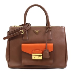 Prada PRADA Handbag Shoulder Bag Leather Brown Orange Gold Women's e60974a