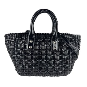 Balenciaga Bistro XS Basket Shoulder Bag, Polyurethane and Polyester, Black Silver, Women's, z7213
