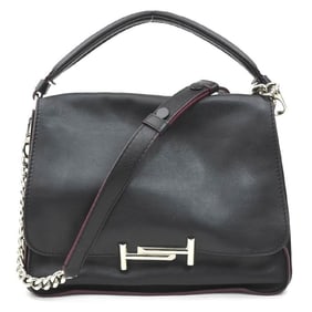 Tod's Double T Leather Shoulder Bag in Black, Women's, h31595a