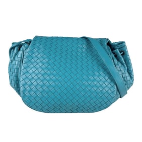 Bottega Veneta Intrecciato Leather Shoulder Bag, Blue, Men's and Women's, Z7179
