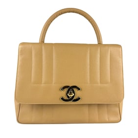 CHANEL Mademoiselle handbag in caviar leather, beige and gold, women's, z7185