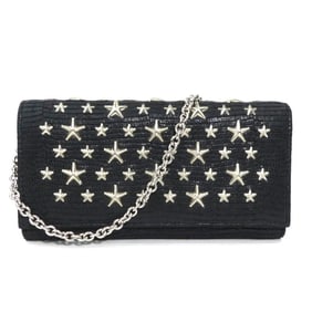 JIMMY CHOO Women's Long Chain Wallet in Embossed Leather, Black (h31604a)