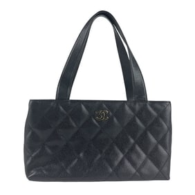CHANEL Caviar Leather Handbag in Black and Gold for Women, Z7195