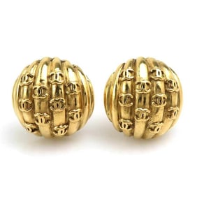 CHANEL Coco Mark Metal Gold Earrings for Women w1296n