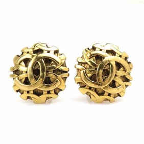 CHANEL Coco Mark Metal Gold Earrings for Women w1295i