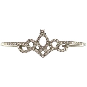 Yves Saint Laurent Saint Laurent Paris Crystal Tiara Cuff Metal Silver Bracelet 0636 SAINT LAURENT