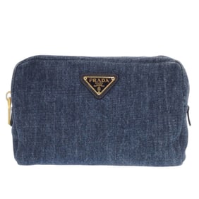 Prada Denim 1NA021 Pouch Cotton Blue Cosmetic 1041 PRADA