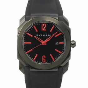 BVLGARI Octo Ultra Nero BGO41S Men's Watch with Date Display, Black, Automatic