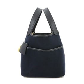 Hermes Hermès Picotin Lock 18 PM Cargo Pocket, Toile Goélan, Swift, Blue Marine, Black, B Stamp,