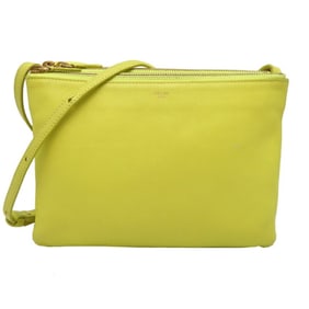 Celine Trio Women's Leather Shoulder Bag in Yellow