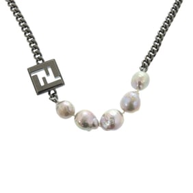 Fendi FF logo pearl/GP black necklace, black, 0855 FENDI