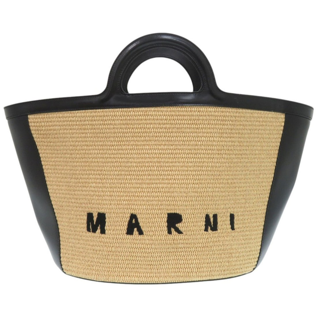 Marni Basket Bag, Raffia/Leather, Beige, Handbag, 0841, MARNI: --- Catalog ---Category: SizeSize (HxWxD): 27cm x 56cm x 29cm / 10.62'' x 22.04'' x 11.41''Category: DesignType: HandbagColor: Beige, BlackGender: WomenMaterial: Raffia , Leather Category: GeneralBran