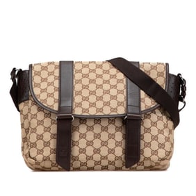 Gucci GG Canvas Crossbody Shoulder Bag/Messenger Bag 145859 Beige/Brown Canvas/Leather Women's GUCCI