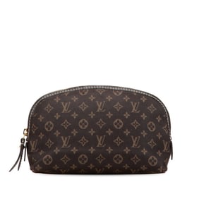Louis Vuitton Monogram Idylle Pochette Cosmetic Pouch M40375 Brown Fuzan Canvas and Leather Women's