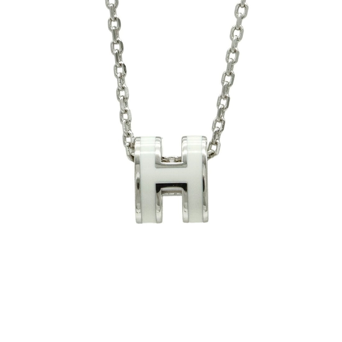HERMES Mini Pop H Necklace Pendant Choker in White Lacquer Metal (1 of 10)