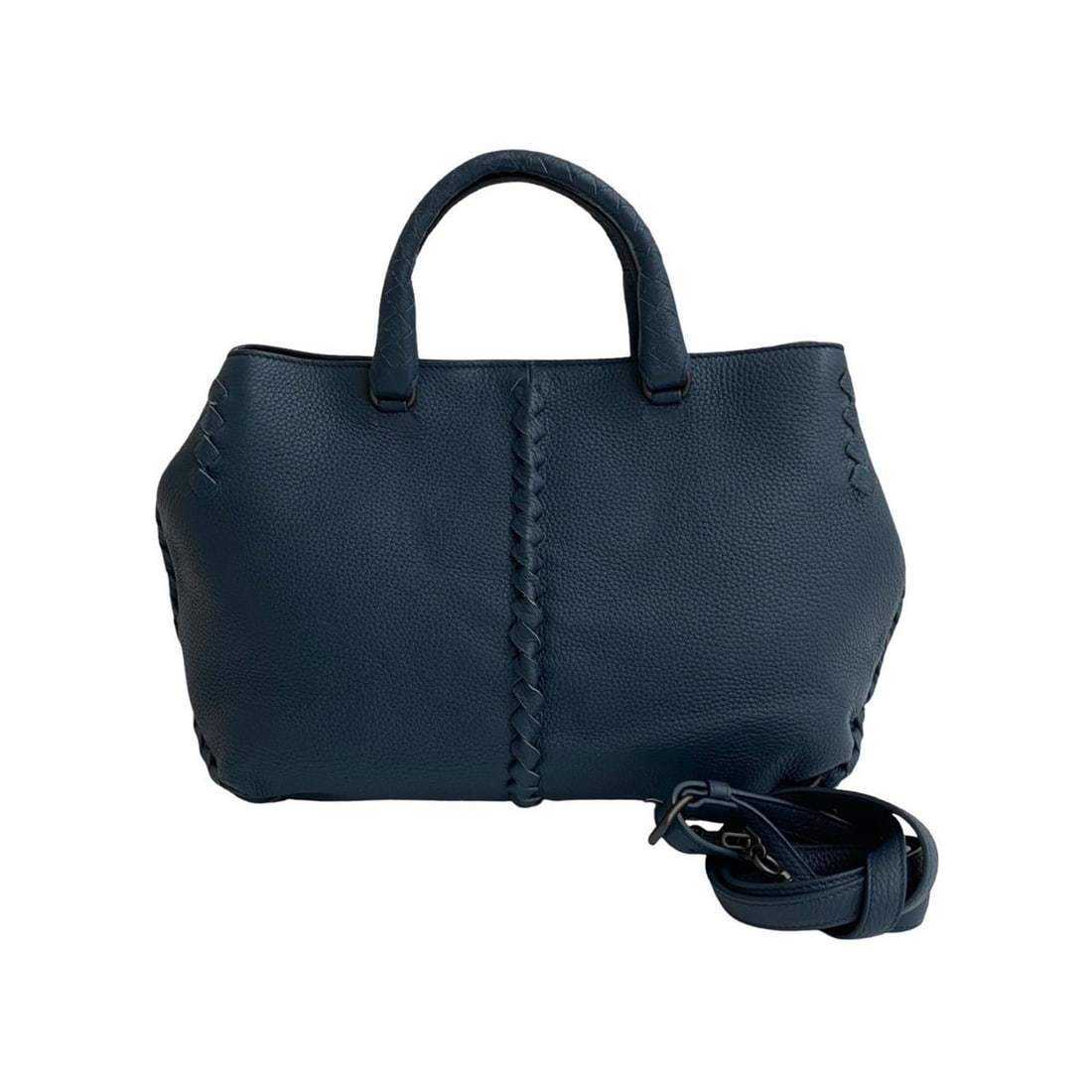 BOTTEGA VENETA Intrecciato Leather 2-Way Handbag/Shoulder Bag, Navy Blue, 24914: --- Catalog ---Category: SizeSize (HxWxD): 23cm x 40cm x 11cm / 9.05'' x 15.74'' x 4.33''Category: DesignType: Handbag, Shoulder bagColor: NavyGender: WomenMaterial: Leather Category: GeneralBrand: Bo