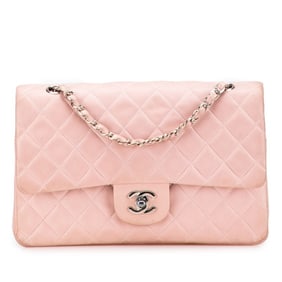 CHANEL Matelasse Double Flap Coco Mark Chain Shoulder Bag in Pink Lambskin for Women