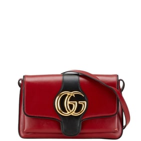 Gucci GG Marmont Ally Shoulder Bag 550129 Red and Black Leather Women's GUCCI