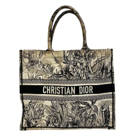 Christian Dior Toile de Jouy Embroidered Book Tote Large Bag in Black