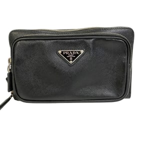 PRADA 2VH156 Waist Pouch with Triangular Plate, Body Bag, Black, Men's