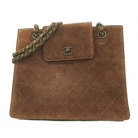 Chanel Matelasse Chain Shoulder Bag, Suede, Brown, Women's