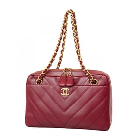 Chanel Shoulder Bag, V-Stitch Chain Lambskin, Bordeaux, Women's