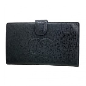 Chanel long wallet in caviar skin, black, for women