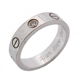 Cartier Mini Love 1PD Ring, 18K White Gold with Diamonds, #47, Women's