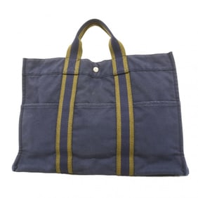 Hermes Hermès Foule MM Tote Bag, Canvas, Navy, Men's and Women's