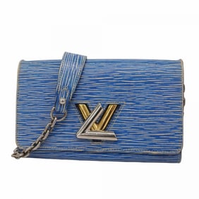 Louis Vuitton Epi Denim Shoulder Wallet with Twisted Chain, M61036, Blue, Women's, P1485135