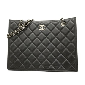 Chanel Matelasse Shoulder Bag with Chain, Caviar Skin, Black, Women's