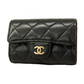 Chanel Matelasse Caviar Leather Key Case, Black, Women's, P1496933