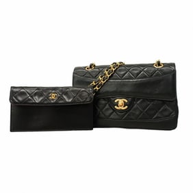 Chanel Shoulder Bag Matelasse W Chain Lambskin Black Women's P1490177