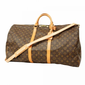 Louis Vuitton Monogram Keepall Bandouliere 60 Boston Bag M41412 Brown Men's and Women's