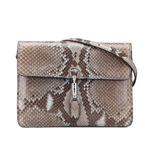 Gucci New Jackie Shoulder Bag 364435 Brown and Blue Python Leather Women's GUCCI
