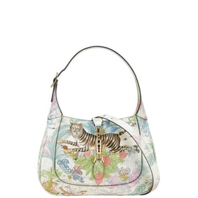 Gucci Tiger Botanical Jackie 1961 Handbag/Shoulder Bag 2WAY 636709 White Multicolor Leather Women's